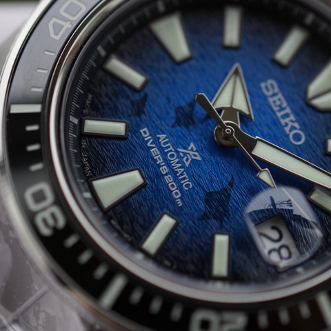 Seiko SRPE33J1 King Samurai Save The Ocean MANTA RAY PATTERNED DIAL