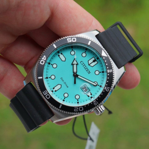 Годинник Citizen AW1760-14X Eco-Drive Tiffany Blue Dial Rubber Strap 100m
