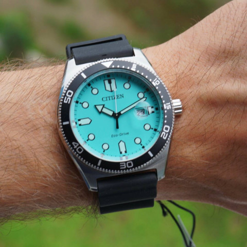 Годинник Citizen AW1760-14X Eco-Drive Tiffany Blue Dial Rubber Strap 100m